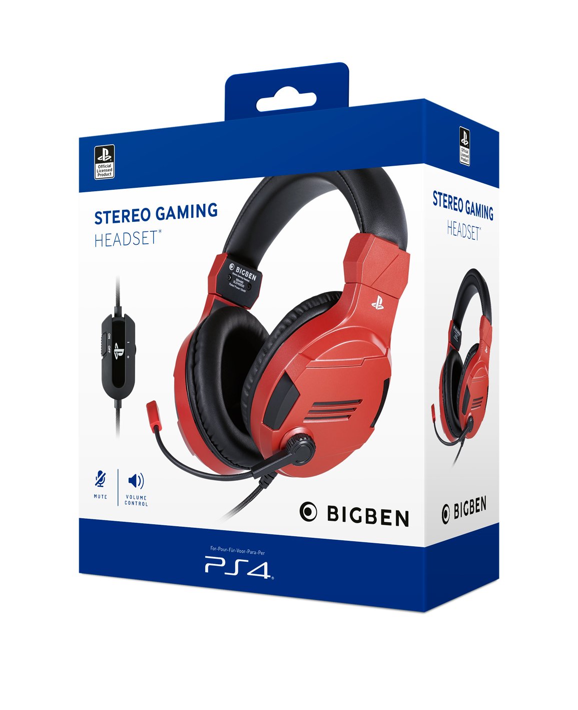 Auriculares Nacon Ps4ofheadsetv3red Bigben Con Micrófono Rojo