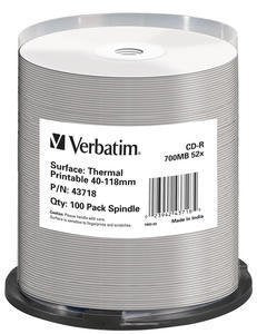 Verbatim 43718 Cd-R 700 Mb Printable Brillante Bobina 100 Pieza(S)