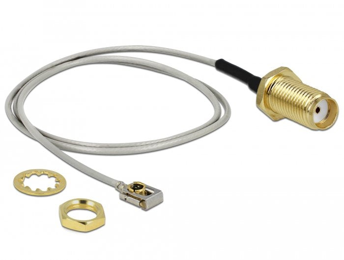 Delock Antennencable Rp-Sma Buchse Zum Einbau Zu Mhf I Lk Stecker 1.13 20 Cm Gewindelnge 10 Mm Spritzwassergeschtzt