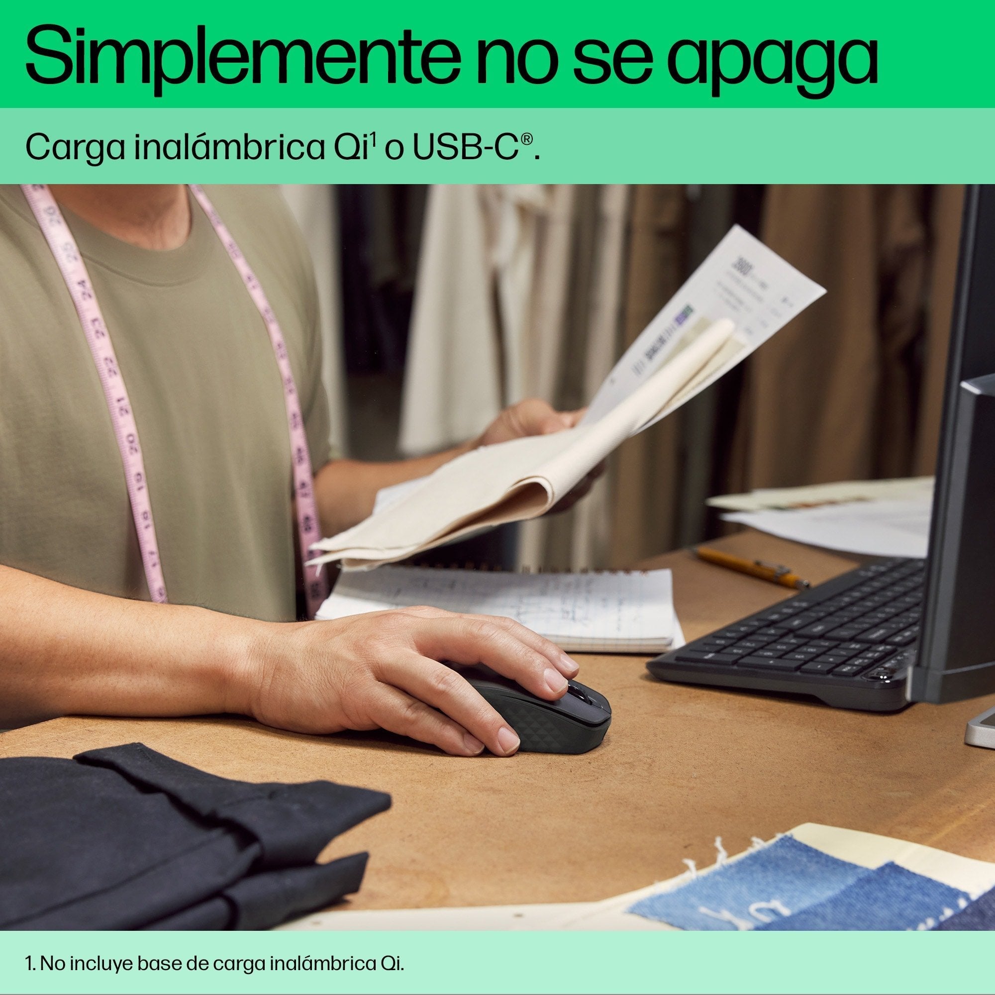 Ratón Hp 695 Qi-Charging - 7 Botones - Inalámbrico - Bluetooth - Negro