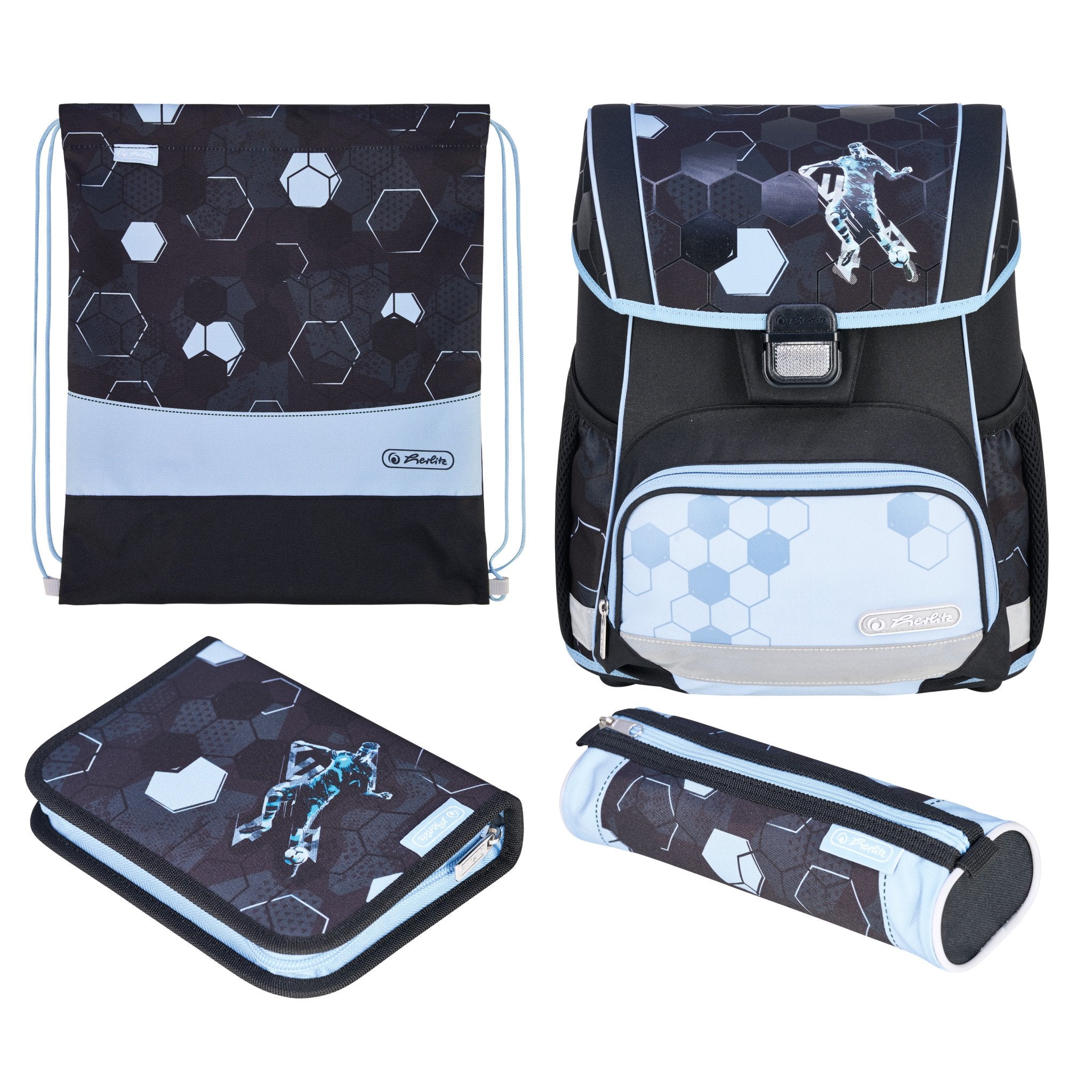 EAN 4008110399737 - Herlitz Loop Plus Cyber Soccer juego de mochila escolar Niño Poliéster Azul, Azul oscuro imagen 1