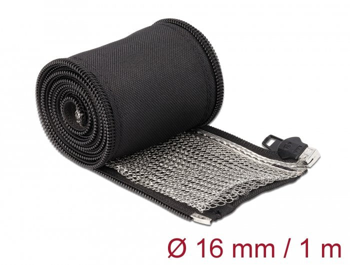 Delock Blindaje Emc Funda Trenzada Con Velcro 1 M X 16 Mm Negro