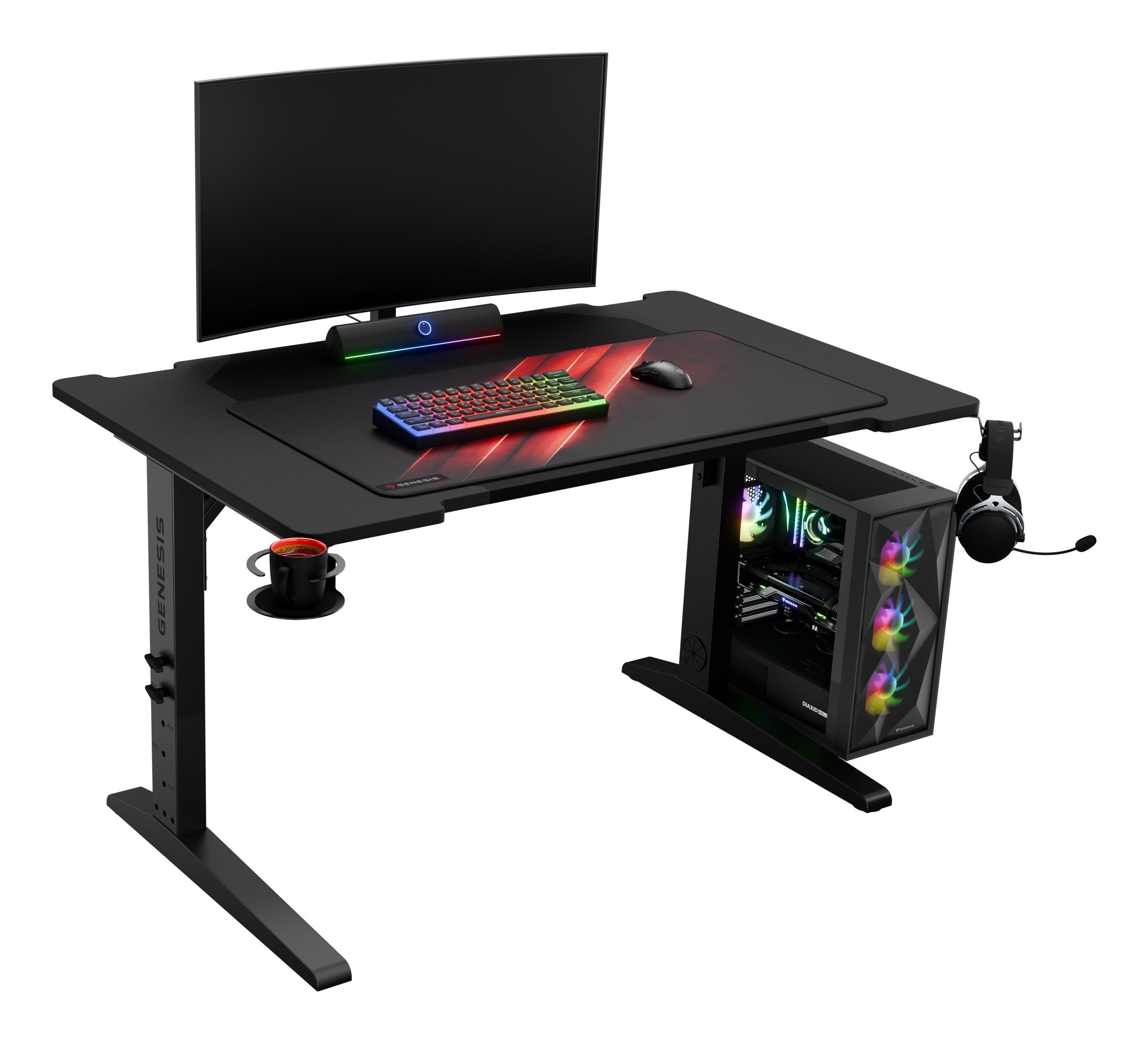 Mesa Gaming Genesis Holm Modular 120 Rgb Negro 120x75 Cm