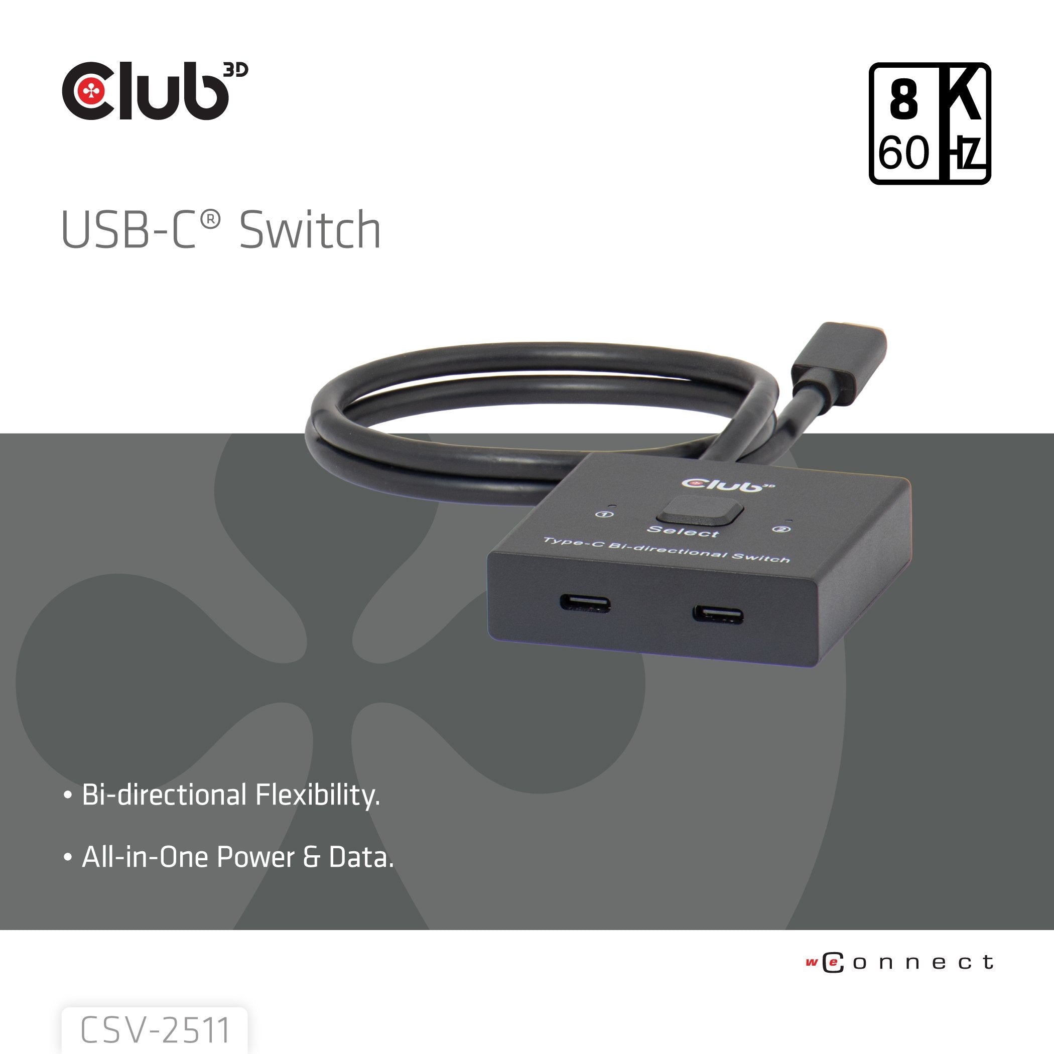 Club 3d Usb-C Switch Bidirektional - Video - Data - Pd