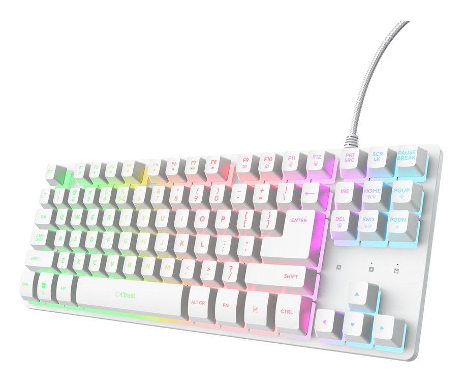 Teclado Trust Gxt 833 Thado Compacto Usb 2.0 Cable 1.5m Iluminacion Rgb Color Blanco