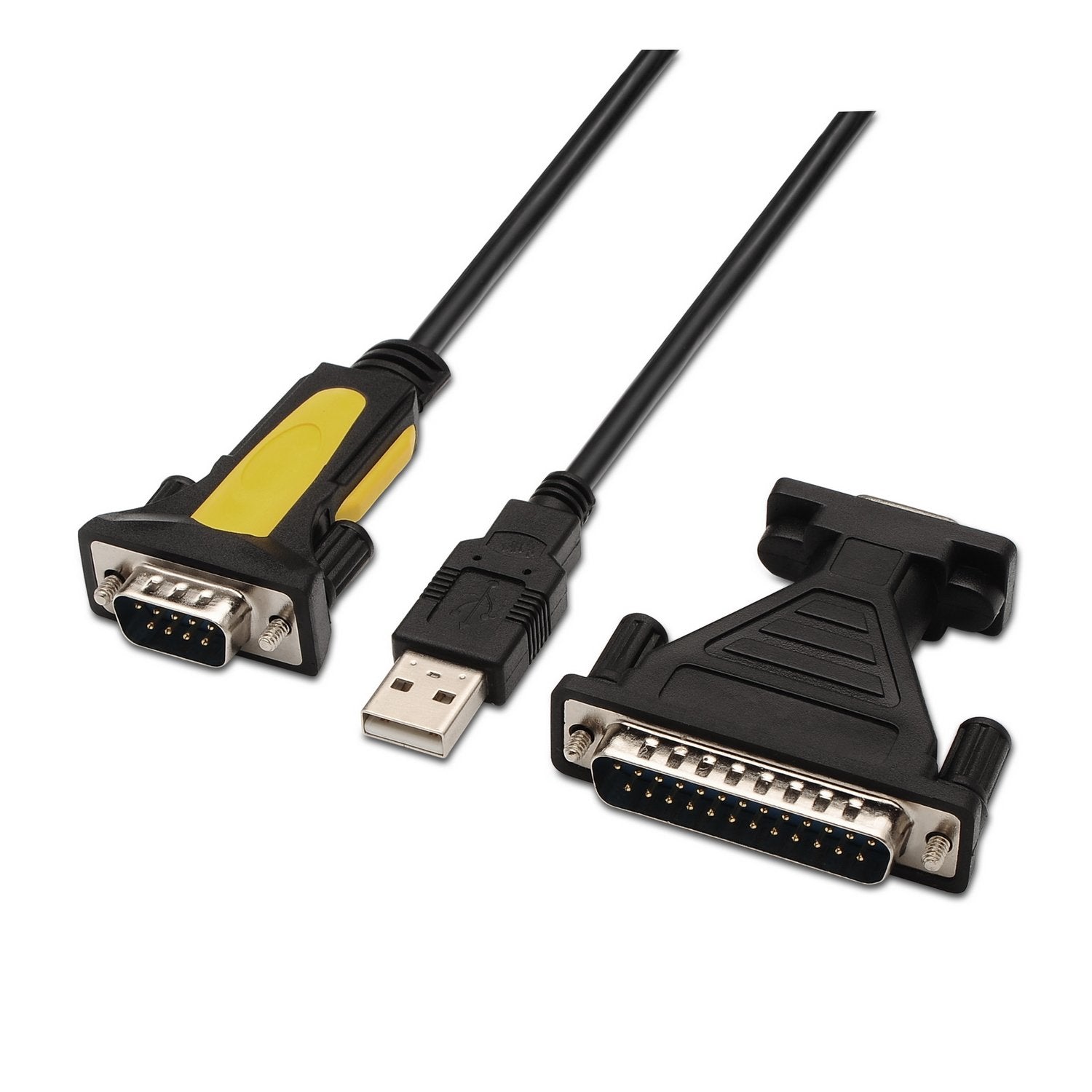 Aisens Conversor Usb A Serie - Tipo A Macho A Rs232 Db9/M Db25/M - 1.8m - Negro