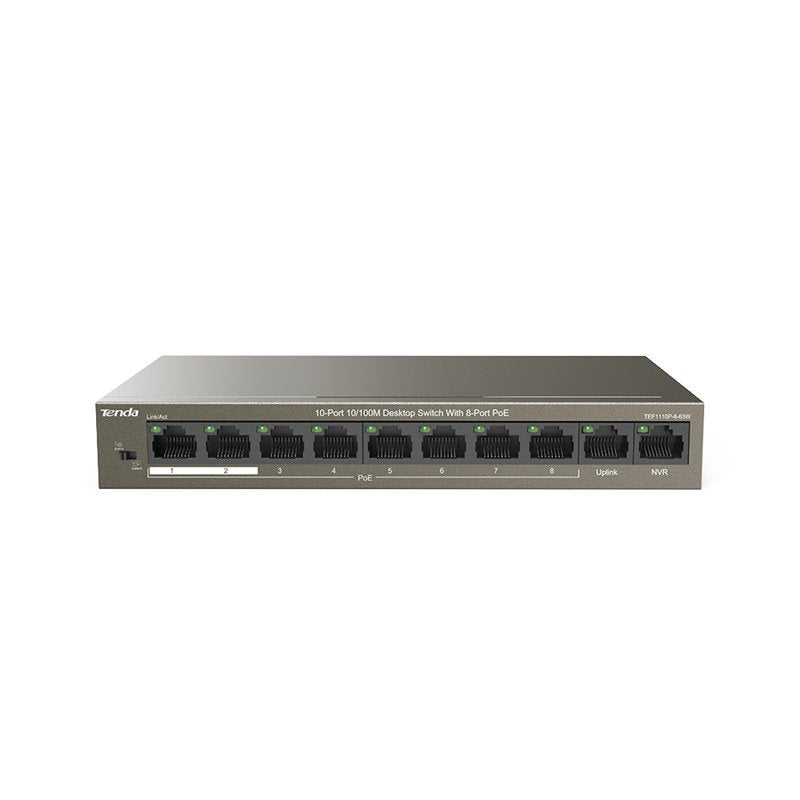 Tenda Tef1110p-8-63w Switch No Administrado Fast Ethernet (10/100) Negro Energía Sobre Ethernet (Poe)