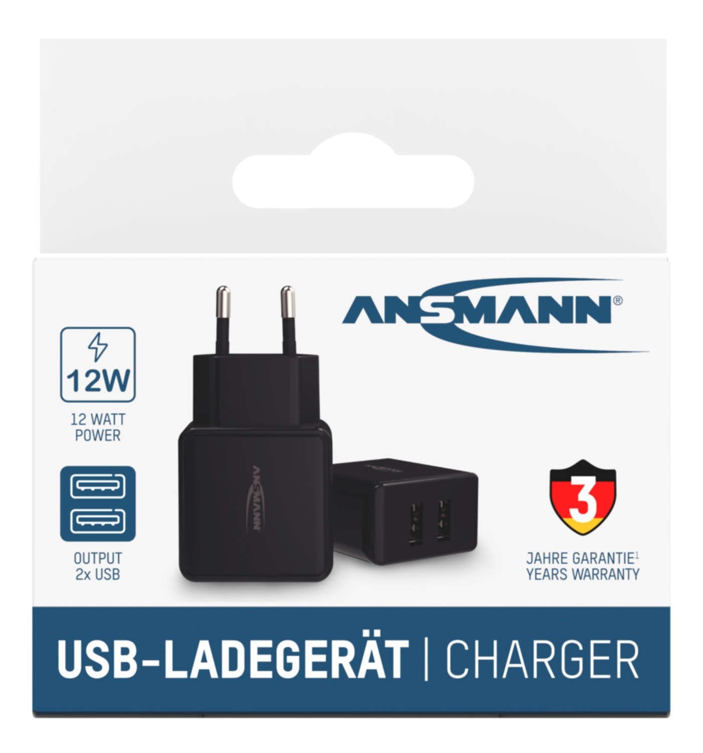 Cargador De Pared Ansmann Hc212 2xusb 2400ma Negro