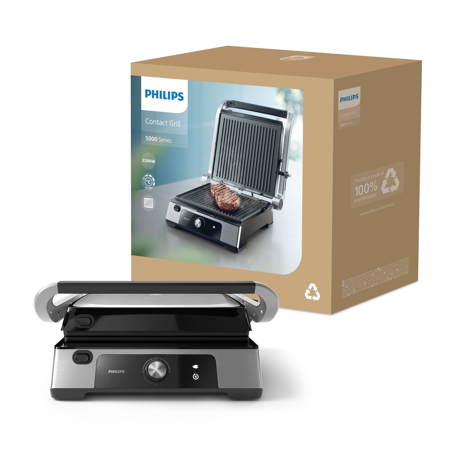 Philips Hd6301 90 5000 Series Contact Electric Grill, 2200 W, Black