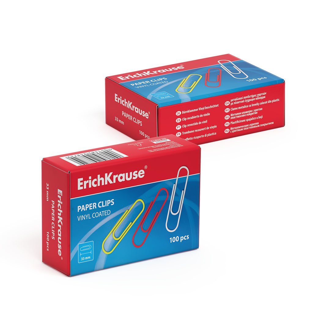 Erichkrause Clips De Acero Recubiertos De Plastico - Alta Resistencia Y Durabilidad - Colorido - 33mm