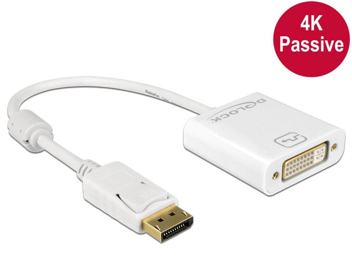 Delock Adaptador Displayport 1.2 Macho > Dvi 24+5 Hembra Blanco 4k Passiv