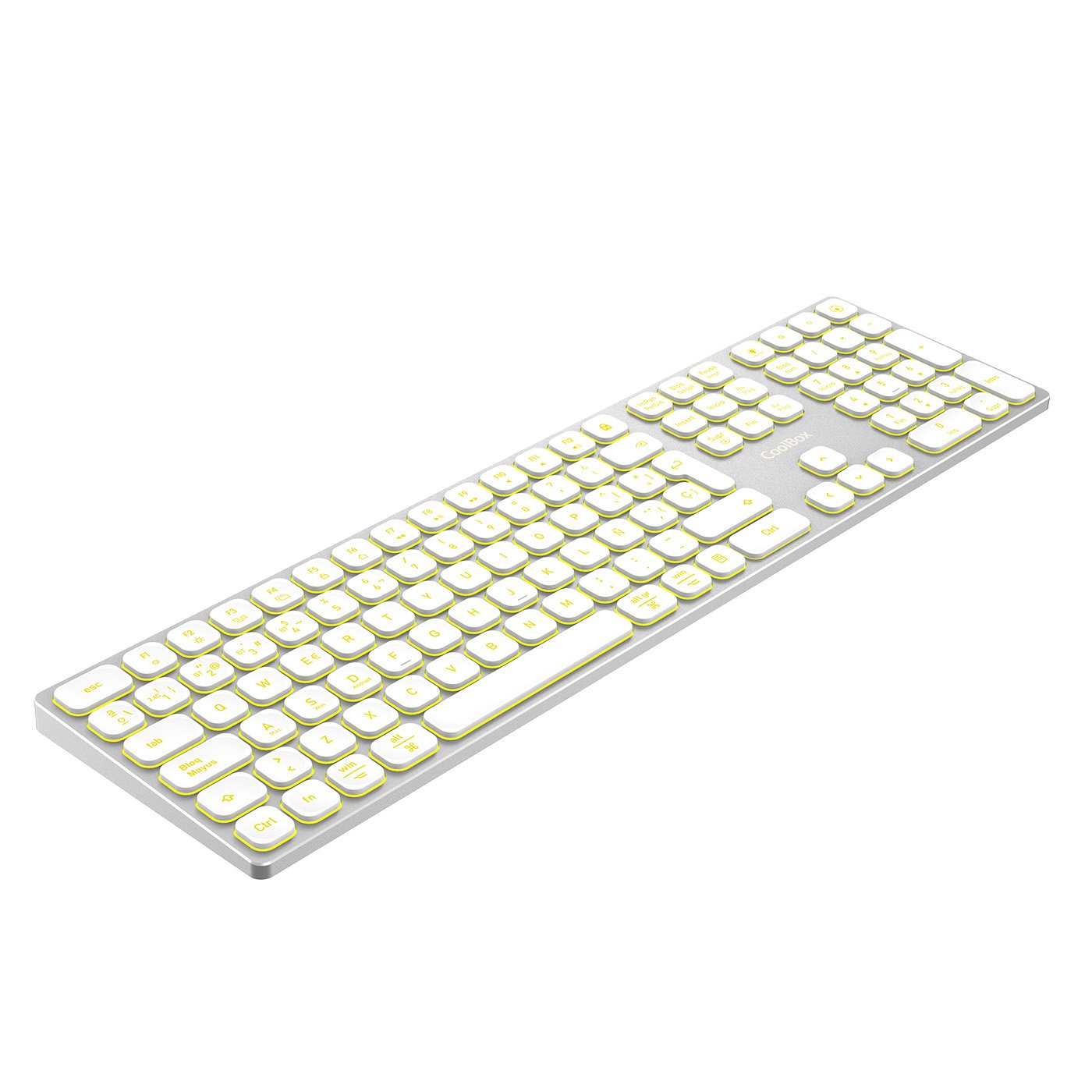 Coolbox Teclado Inalambrico Retroiluminado Moonlight Key B431 Usb-C+Bt5.1+Rf2.4g Blanco Aluminio