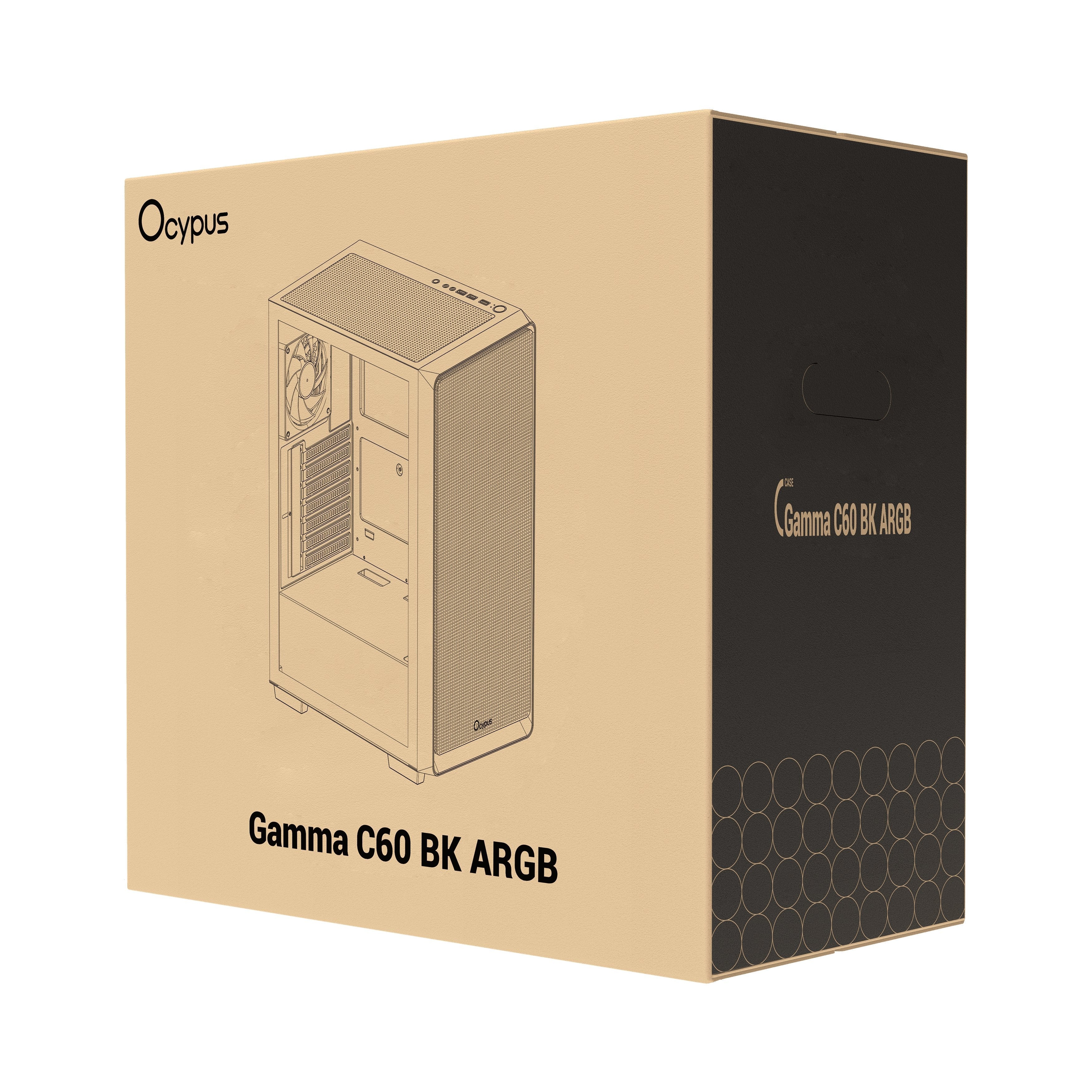 Ocypus Gamma C60 Argb (Negro, Tempered Glass) Gamma-C60-Bkg400xx-Gl