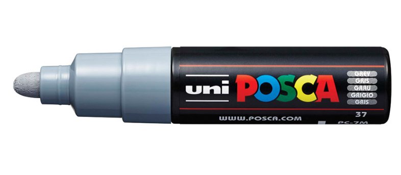 Uniball Marcador Posca Pc-7m No Permanente Punta Forma De Bala 4,5-5,5mm Gris