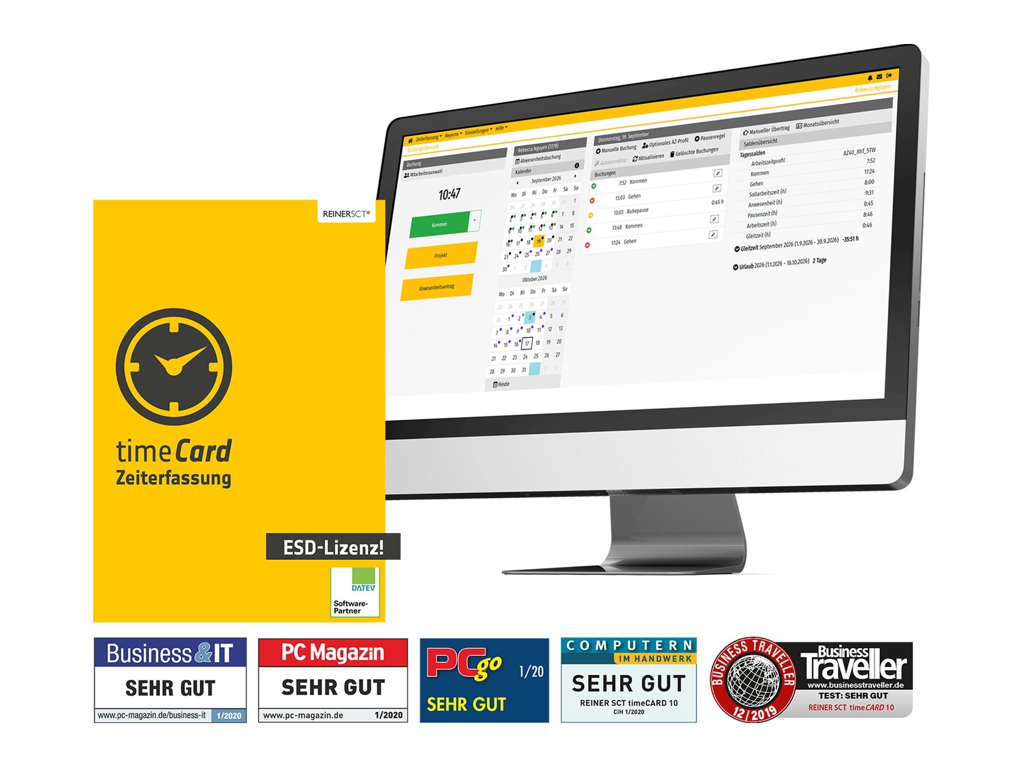 EAN 4011170084178 - Reiner SCT timeCard time recording annual license, 10 employees, ESD, 1 year Comercial 1 licencia(s) Desc imagen 2