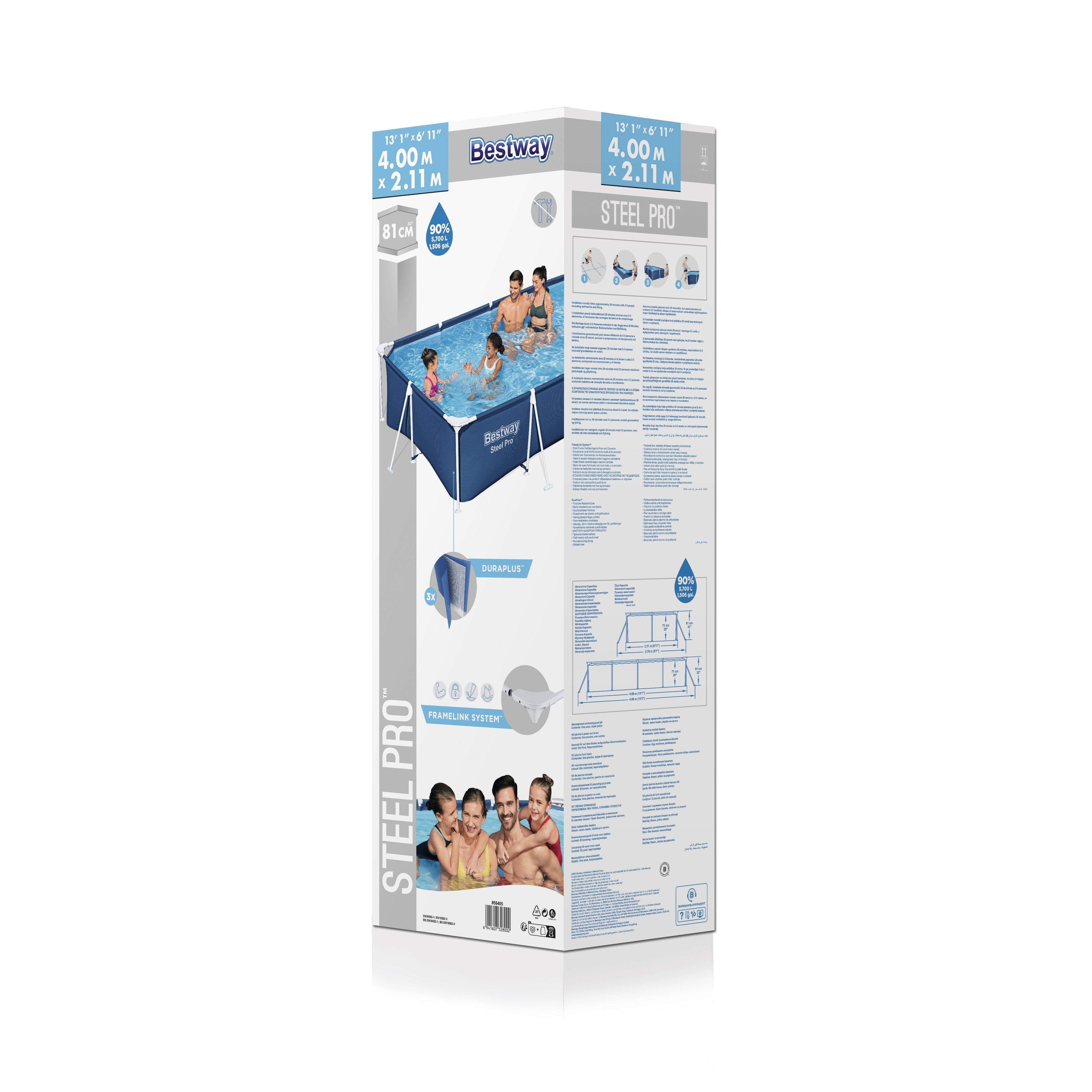 EAN 6941607328002 - Bestway Steel Pro 56405 / 23 piscina sobre suelo Piscina con anillo hinchable Rectangular 5700 L Azul imagen 14