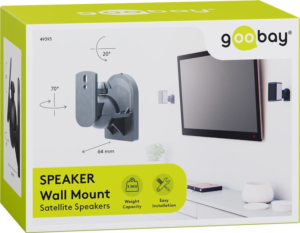 EAN 4040849493935 - Goobay 49393 soporte de altavoz Pared Acrilonitrilo butadieno estireno (ABS) Negro imagen 6