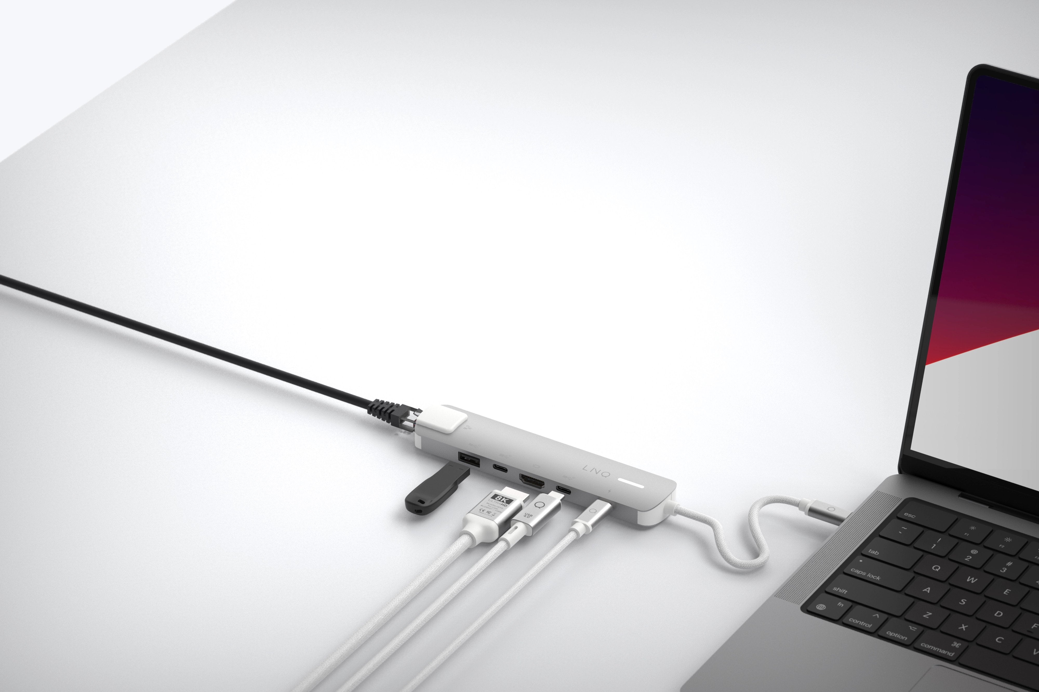 Hub 6 Puertos Pro Usb-C 140w Gris Linq Usb-C/ 1xusb3.2, 1xhdmi, 1xusb-C Pd Hasta 140w, 2xusb-C, 1xrj45 2,5gbps