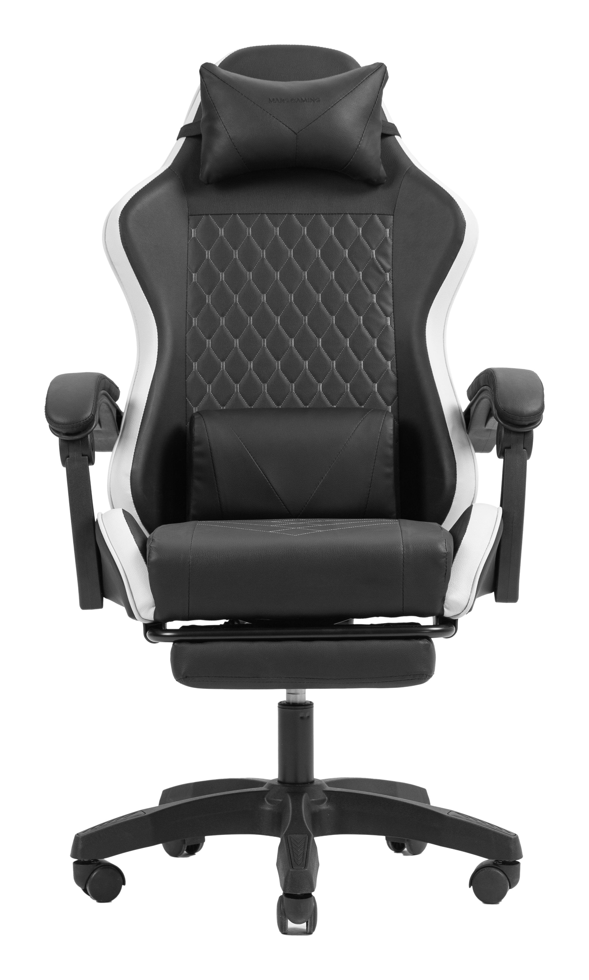 Silla Gamer Mars Gaming Mgcxbbl Negra Y Blanca Reclinable Reposabrazos Ajustable Reposapies Cojines