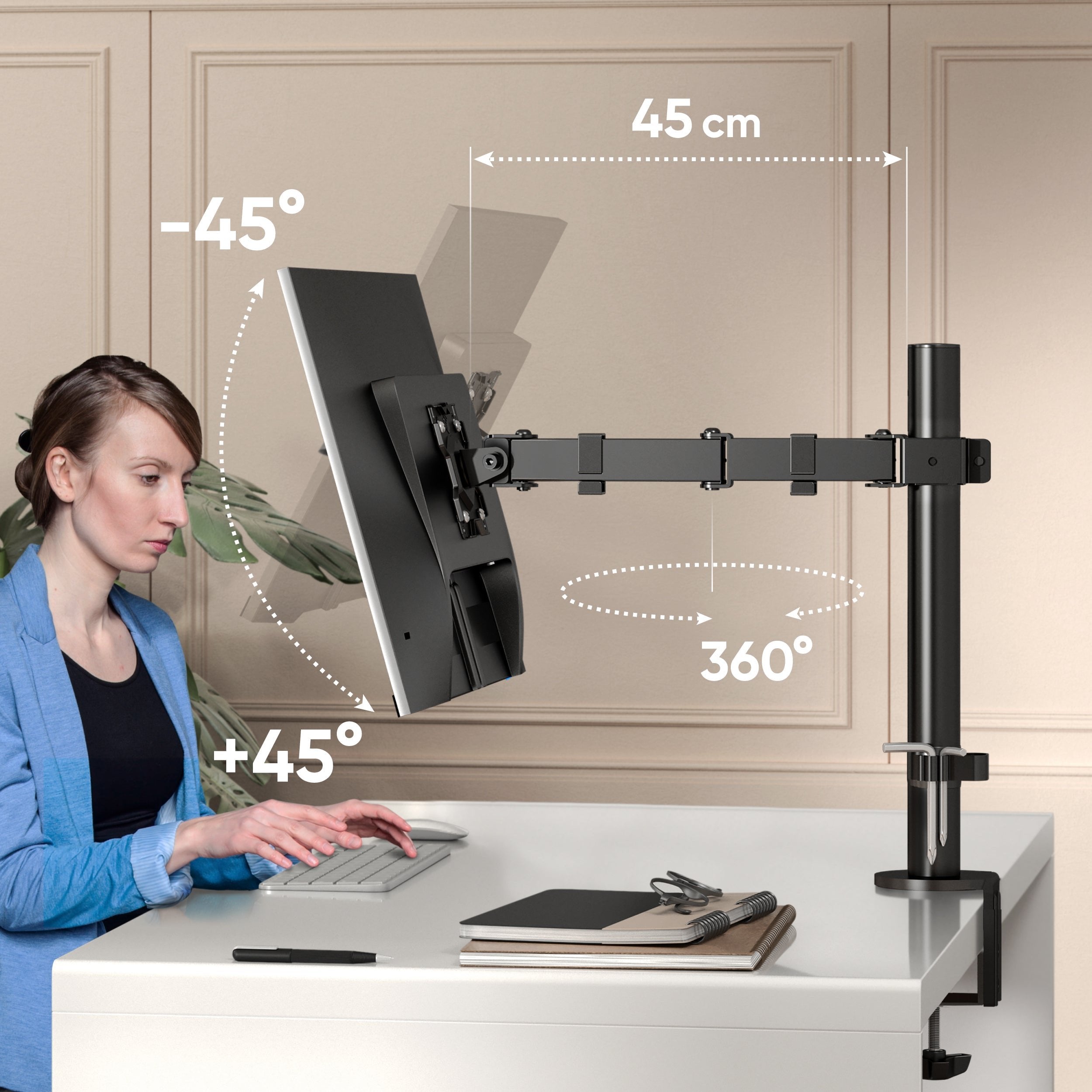 EAN 4603726156950 - ONKRON D121E-B soporte para monitor 86,4 cm (34") Escritorio Negro imagen 4