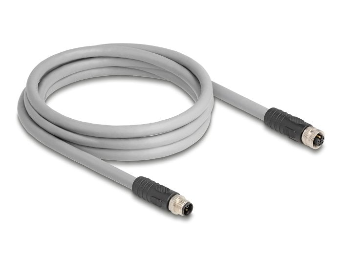 Delock M12 Cable L-Kodiert 5 Pin Stecker Zu Buchse Pur Schleppkettentauglich 2 M Grau