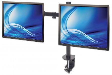 Soporte Para Monitor Y Tv Manhattan, Escritorio 2 Pantallas 10-27", Vesa 75x75 A 100x100mm, 8kg