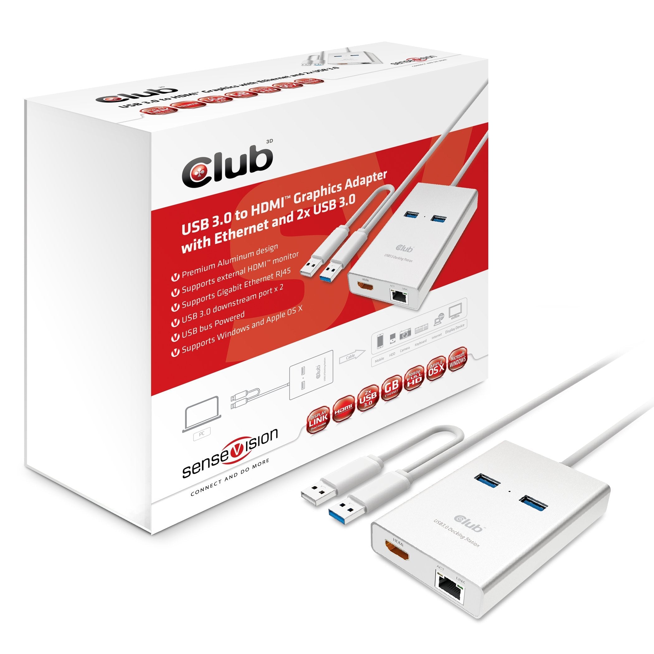 Adaptador Usb 3.0 -> Hdmi + Ethernet + 2xusb 3.0