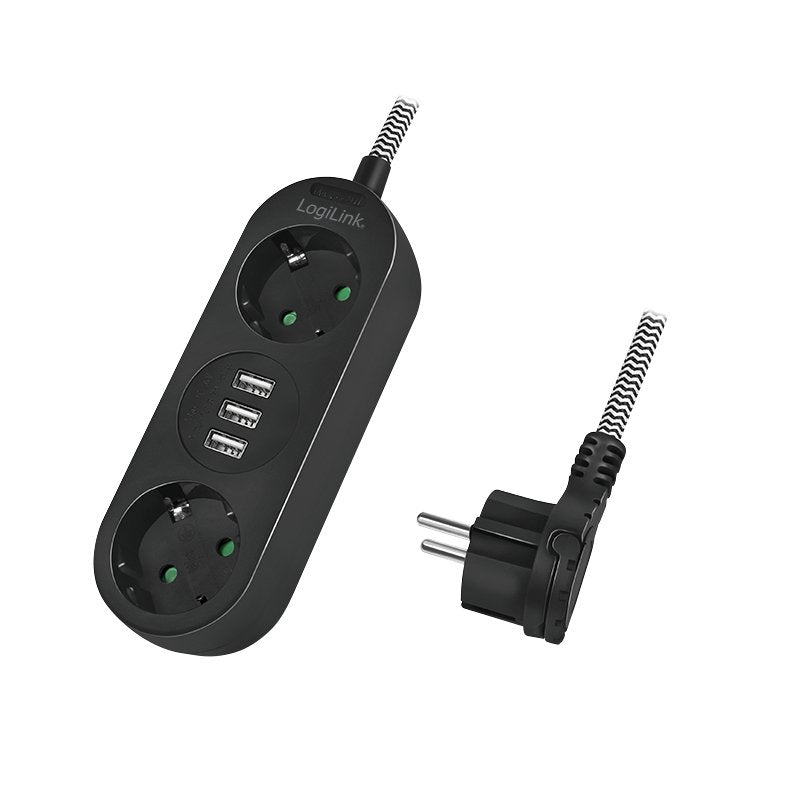 Logilink Lps262u Base Múltiple 1,5 M 2 Salidas Ac Interior Negro