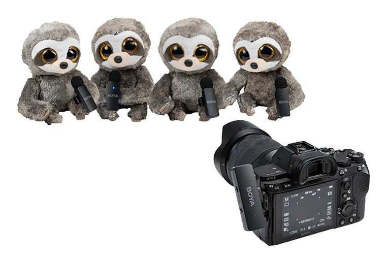 Boya Microphone Wireless By-V4 2.4ghz With 4 Transmitters And 1 Receiver (3.5mm Connector) Black Eu