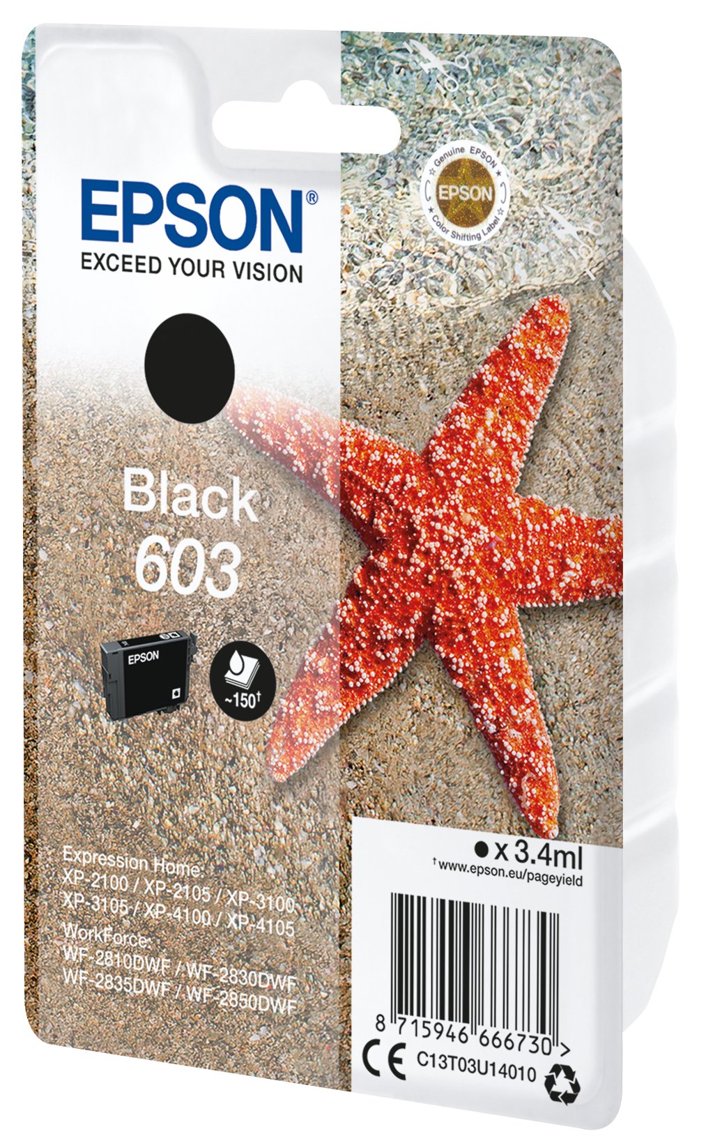 Cartucho Original Epson 603 Negro - C13t03u14010 Ml-3.4pag-150