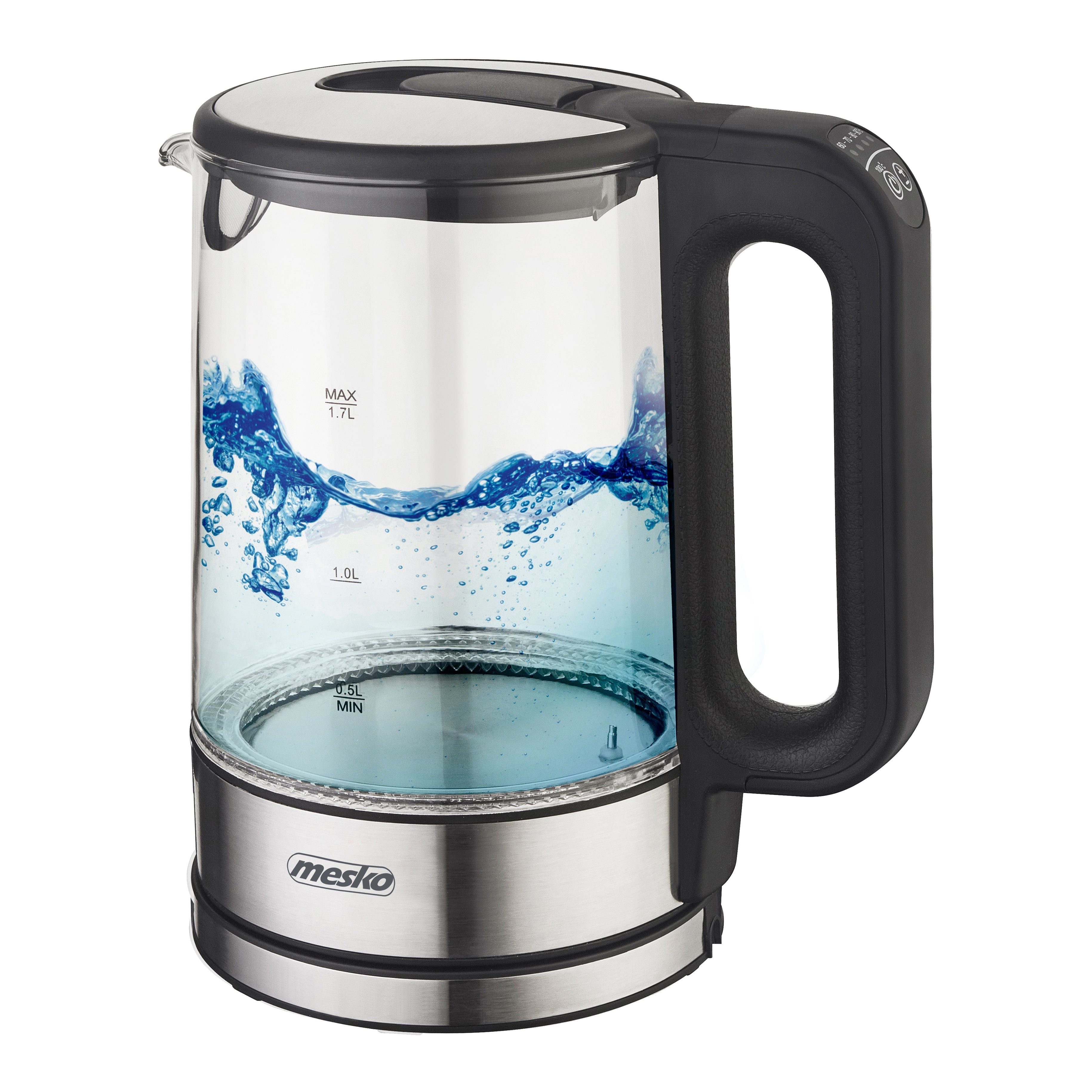 Tetera Mesko Home Ms 1301b Eléctrica 1,7 L 2200 W Negro, Acero Inoxidable, Transparente