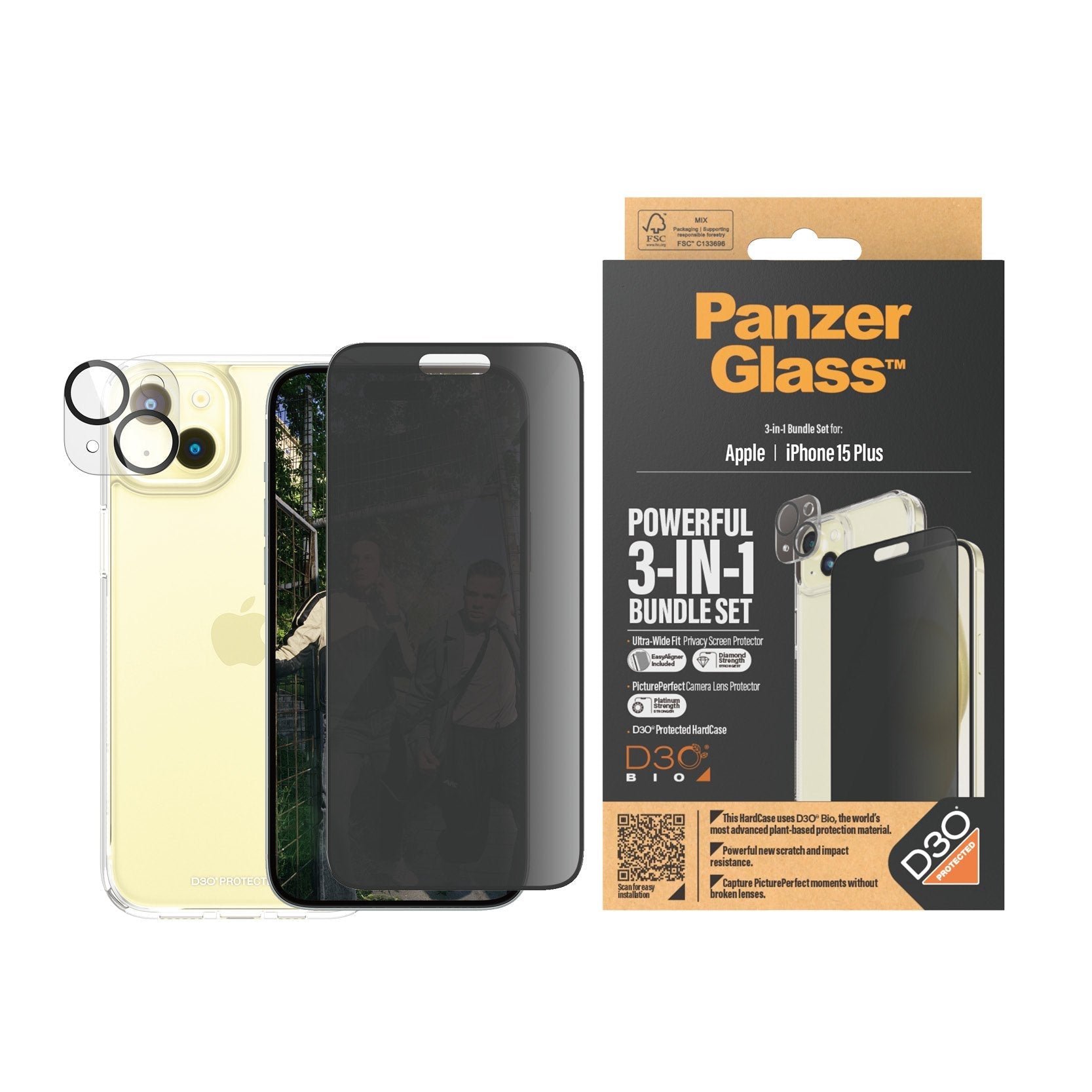 Protector De Pantalla Apple - Iphone 15 Pluspanzerglass Privacy 3-In-1-Pack Iphone 2023 6.7