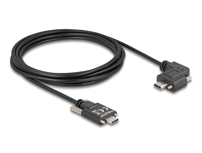 Delock 80958 Cable Usb 2.0 Usb Type-C Macho Con Tornillos A Usb Type-C Macho Con Tornillos Acodado A La Izquierda / La Derecha Pd 3.0 60 W 3 M