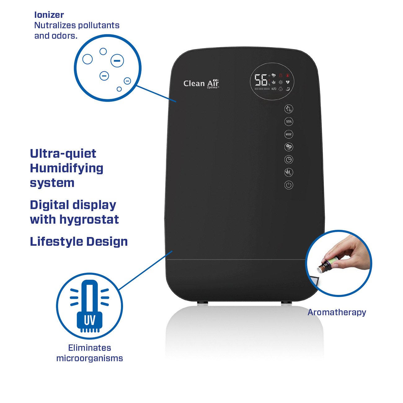 EAN 8718546312168 - Clean Air Optima CA-607B humidificador Ultrasónica 5,5 L Negro 25 W imagen 3
