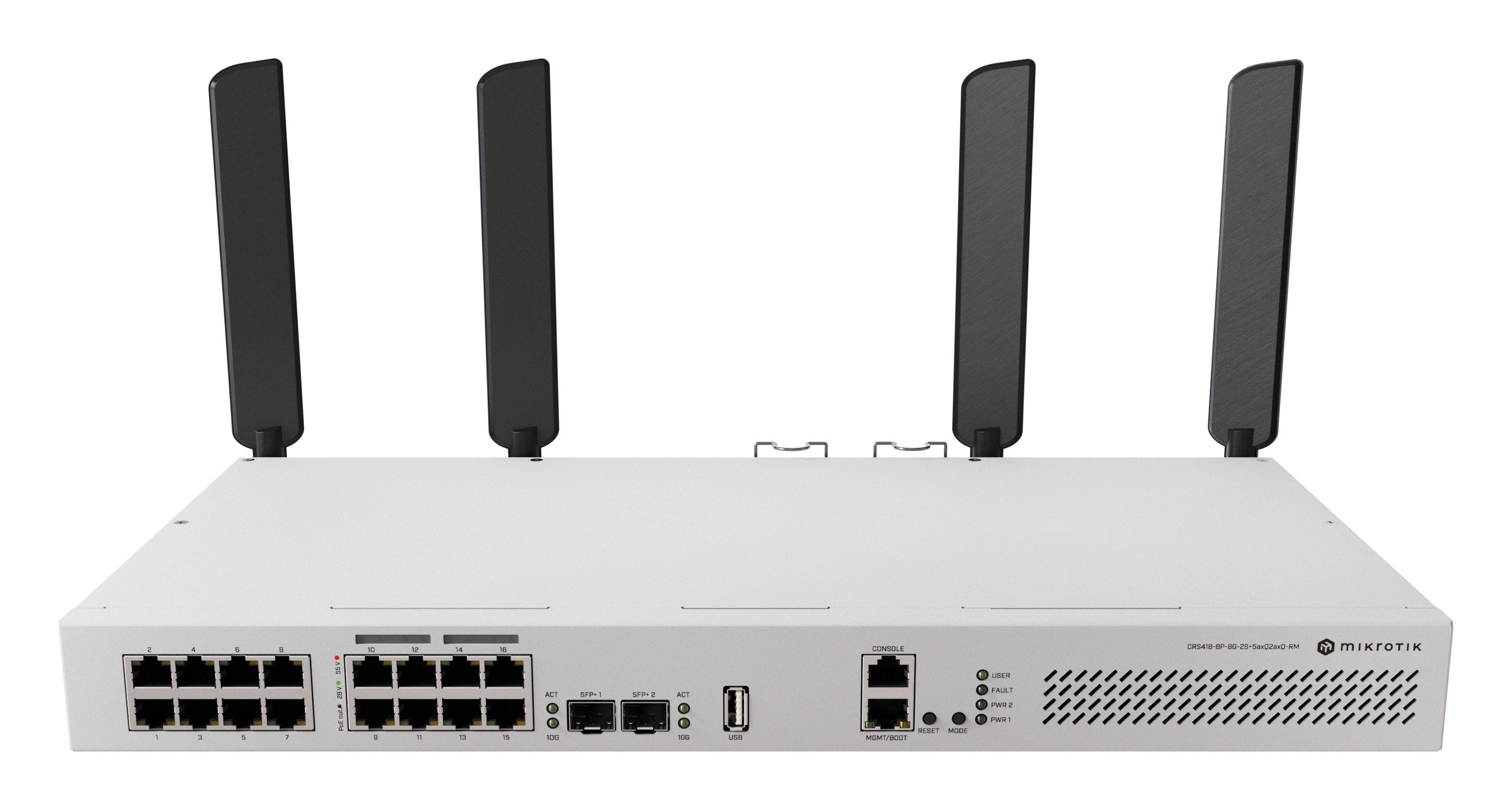 EAN 4752224005175 - Mikrotik CRS418-8P-8G-2S+5axQ2axQ-RM L2/L3 Gigabit Ethernet (10/100/1000) Energía sobre Ethernet (PoE) 1U imagen 2