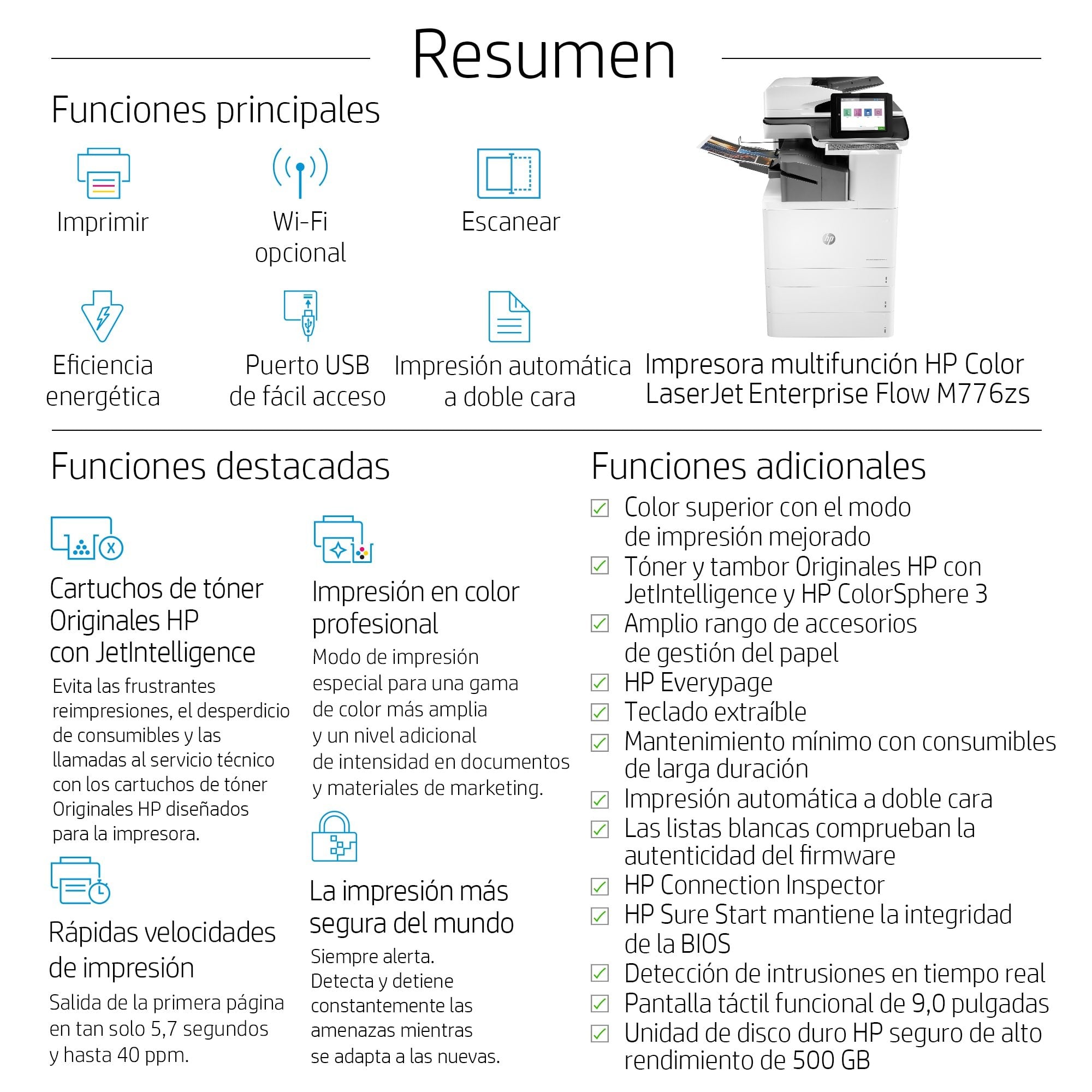 EAN 193015438101 - HP Color LaserJet Enterprise Flow MFP M776zs Laser A3 1200 x 1200 DPI 46 ppm Wifi imagen 6