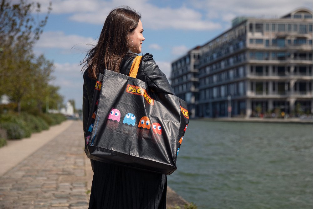 Shopping Bag Konix Pacman Black Reutilizable