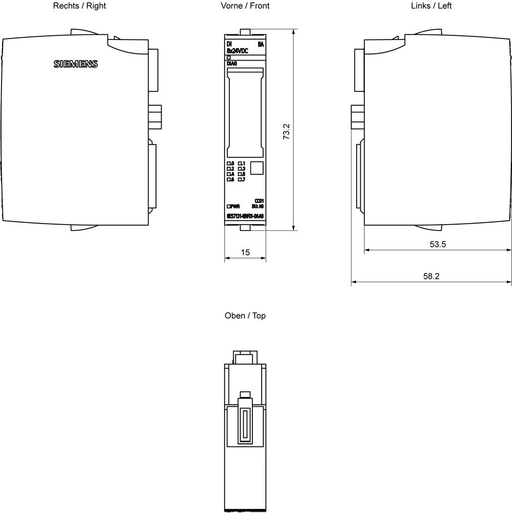 Siemens 6es71316bf010aa0 Simatic Et 200sp Dig.Eingangsmodul Di 8x24vdc Basic