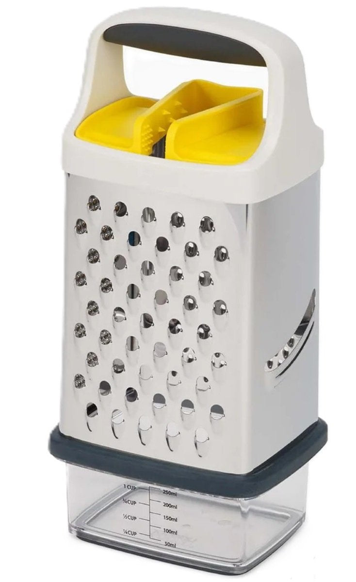 Joseph Joseph 20225 Cortador De Verduras En Espiral O Rallador Manual Caja Ralladora Acero Inoxidable, Transparente, Blanco