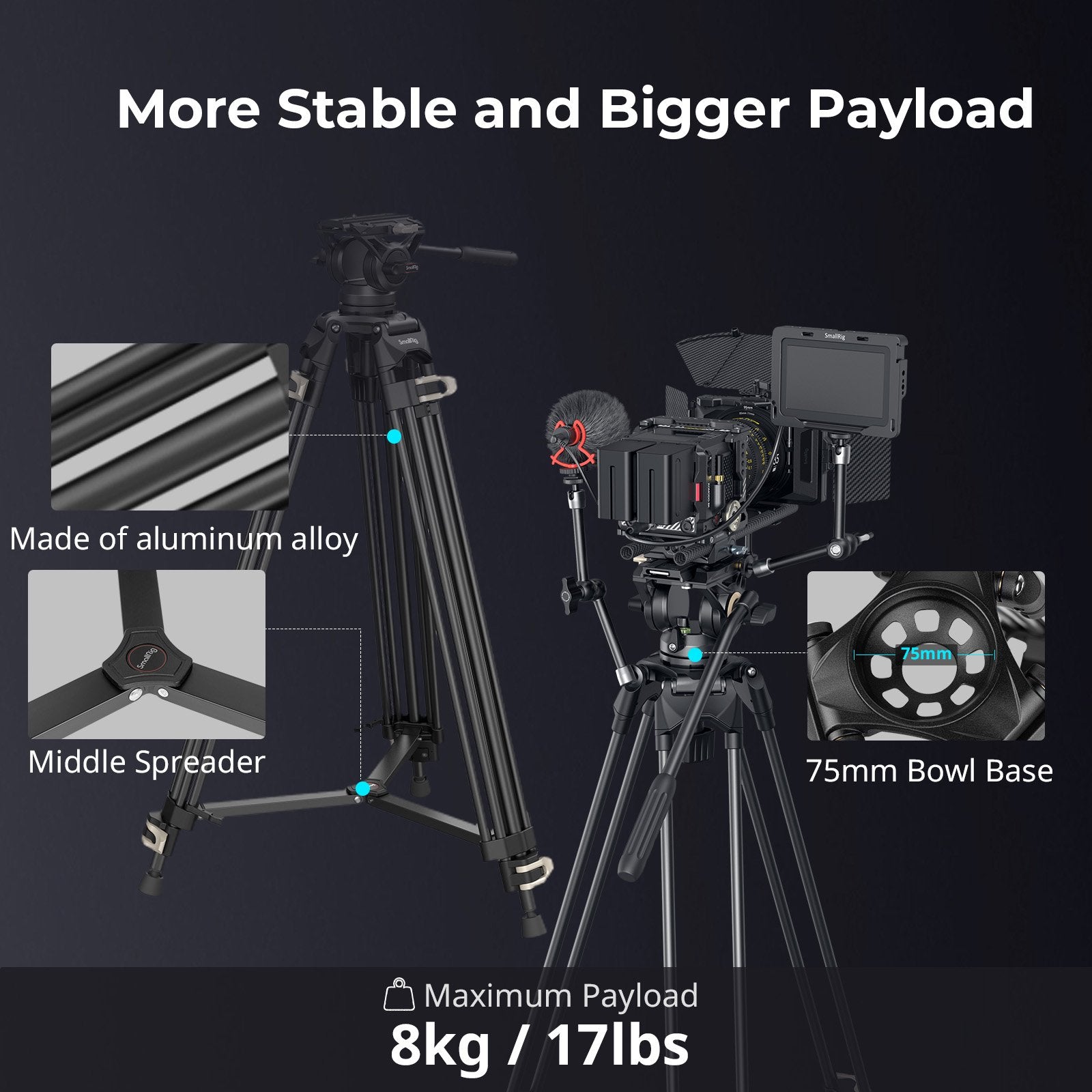 EAN 6941590013466 - SmallRig 3751B tripode Videograbadora de mano 3 pata(s) Negro imagen 7