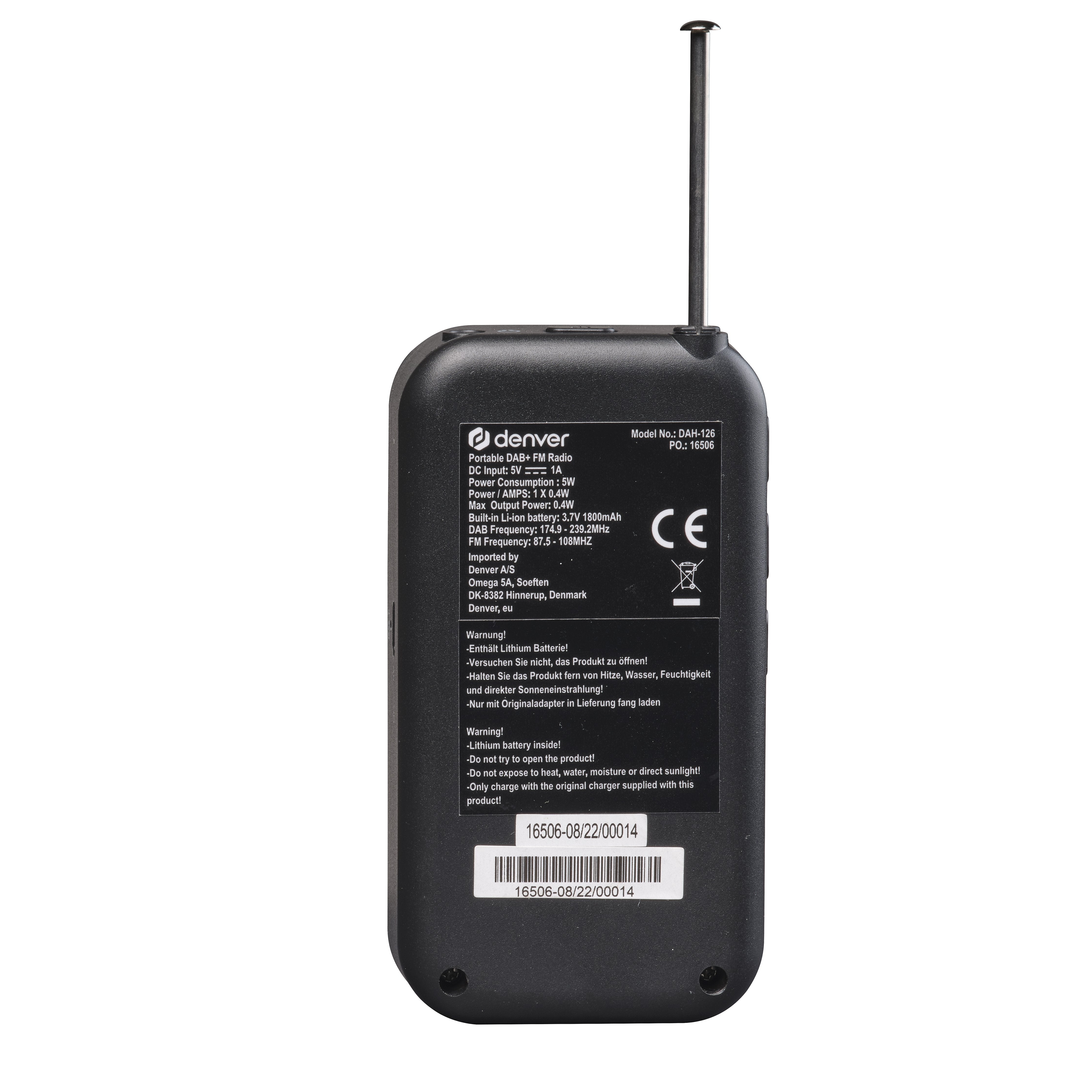 EAN 5706751066276 - Denver DAH-126 Personal Analógico y digital Negro imagen 4