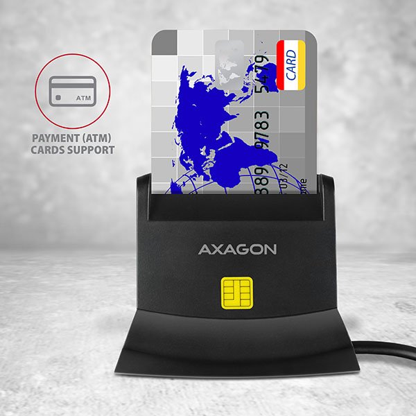 EAN 8595247904300 - Axagon CRE-SM2 lector de tarjeta inteligente Interior USB USB 2.0 Negro imagen 4