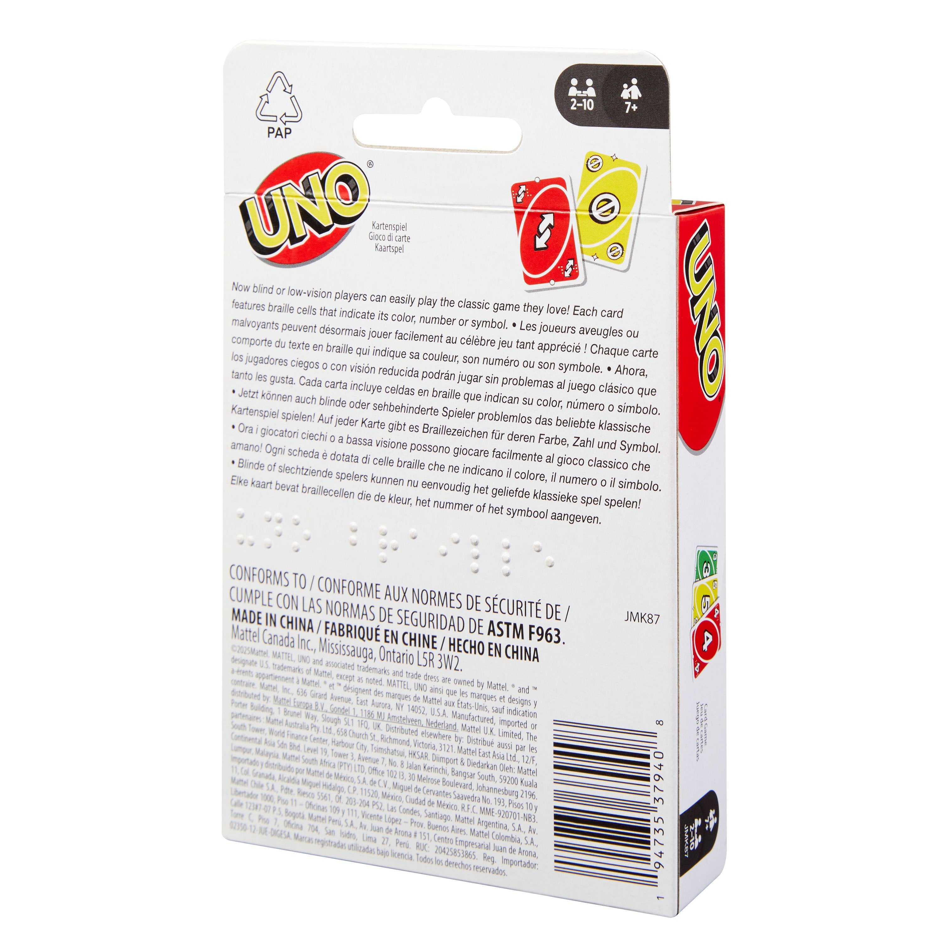 EAN 0194735379408 - Games UNO Braille Juego De Cartas Perder las cartas imagen 6