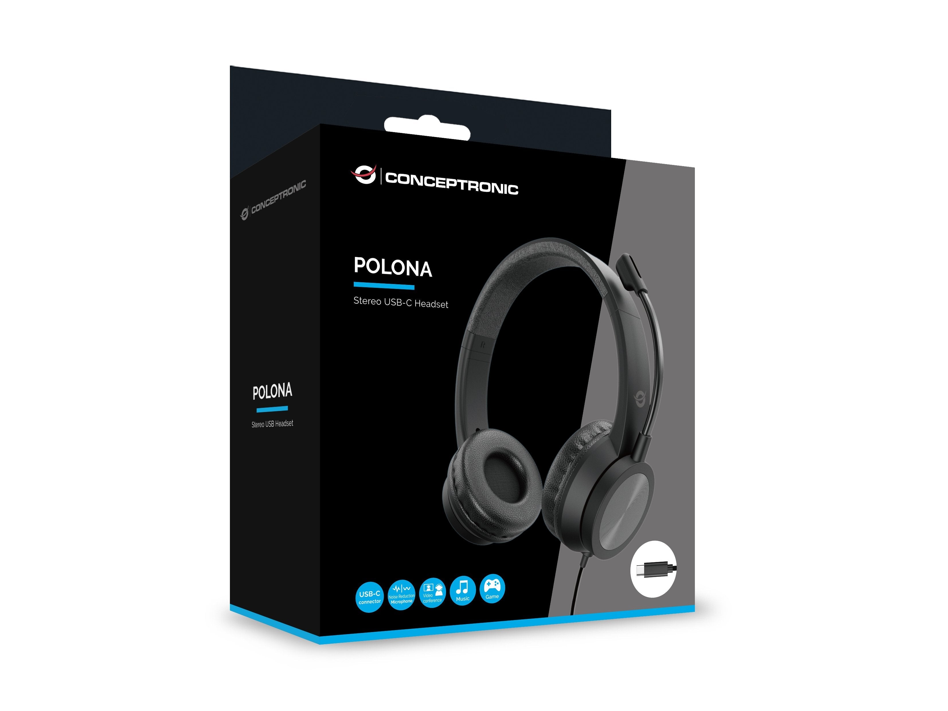 Auriculares Conceptronic Usb-C Mikro,Int.Bed.Mereo 2.0m Sw