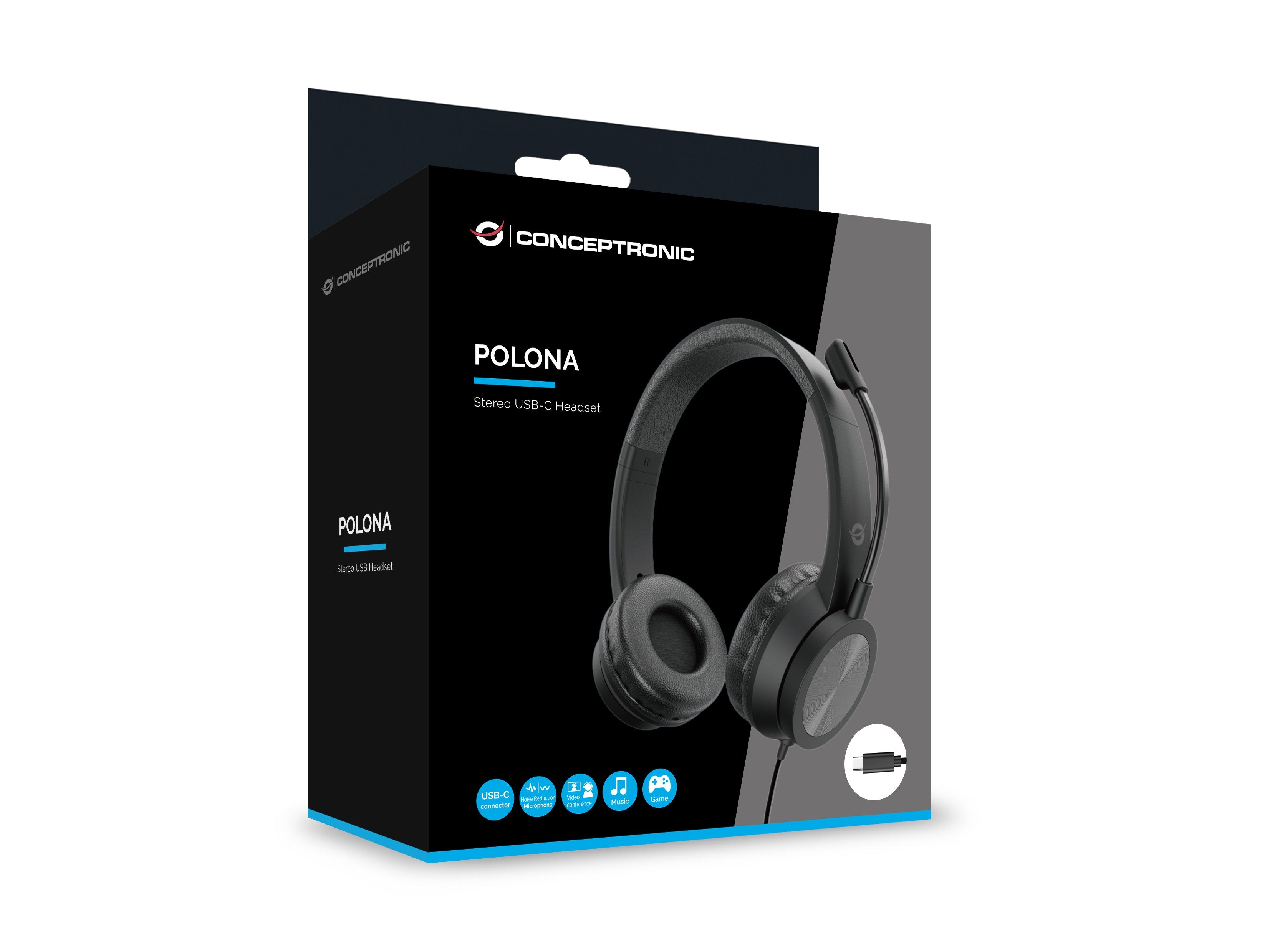 EAN 4015867241066 - Conceptronic POLONA05BC auricular y casco Auriculares Alámbrico Diadema Llamadas/Música USB Tipo C Negro imagen 8