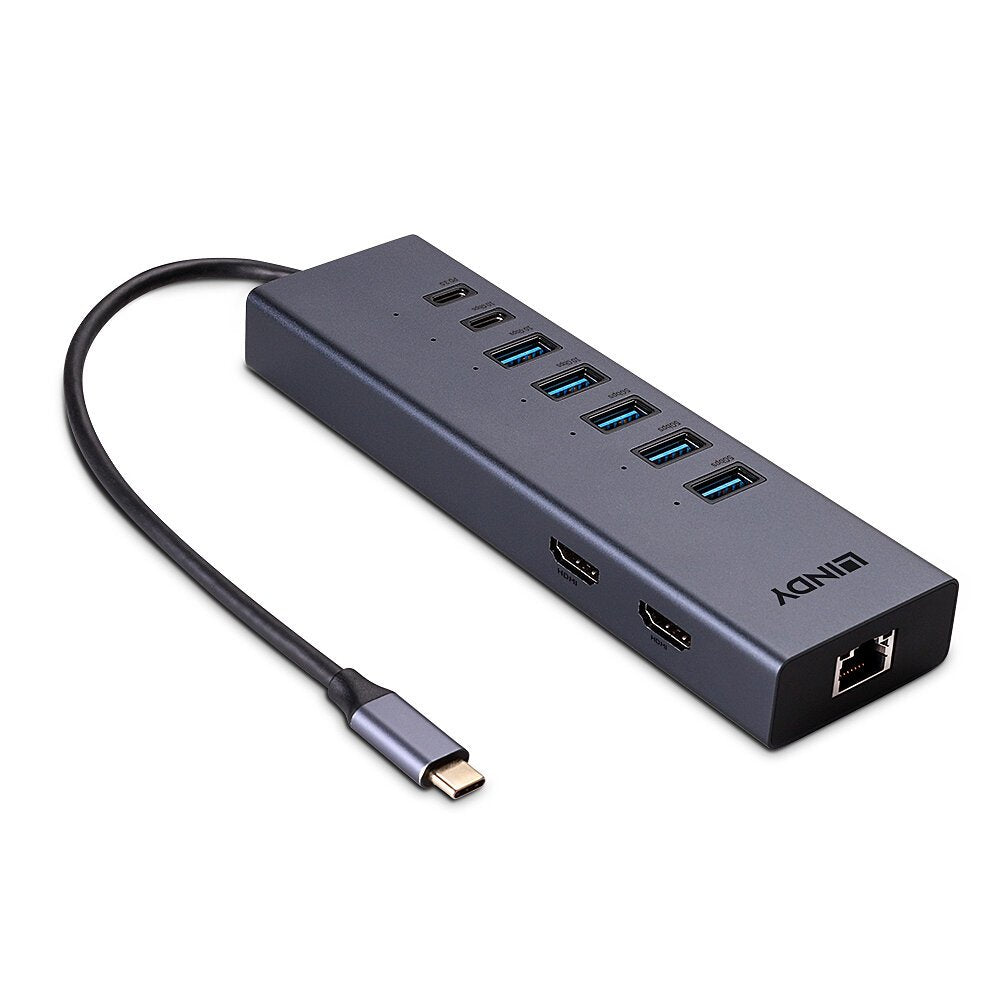 EAN 4002888433730 - Lindy 43373 base para portátil y replicador de puertos Alámbrico USB 3.2 Gen 2 (3.1 Gen 2) Type-C Gris imagen 1