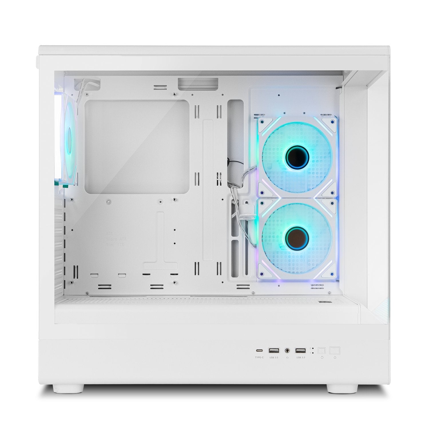 Caja Nox Semitorre Frameless Hummer Signal Argb Blanca Usb Type C