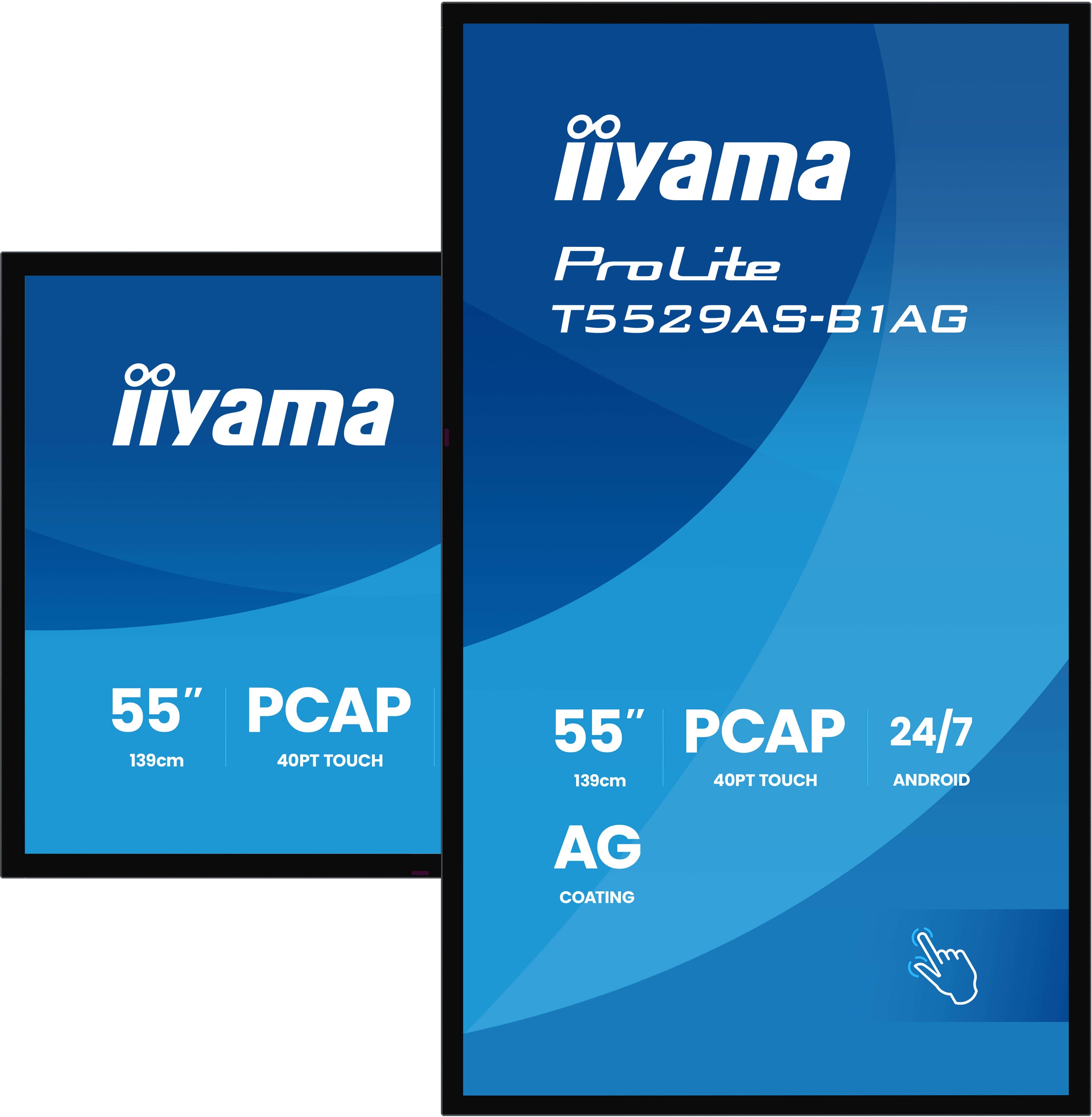 Iiyama T5529as-B1ag Pantalla De Señalización Panel Plano Interactivo 138,7 Cm (54.6") Led Wifi 500 Cd / M² 4k Ultra Hd Negro Pantalla Táctil Procesador Incorporado Android 24/7