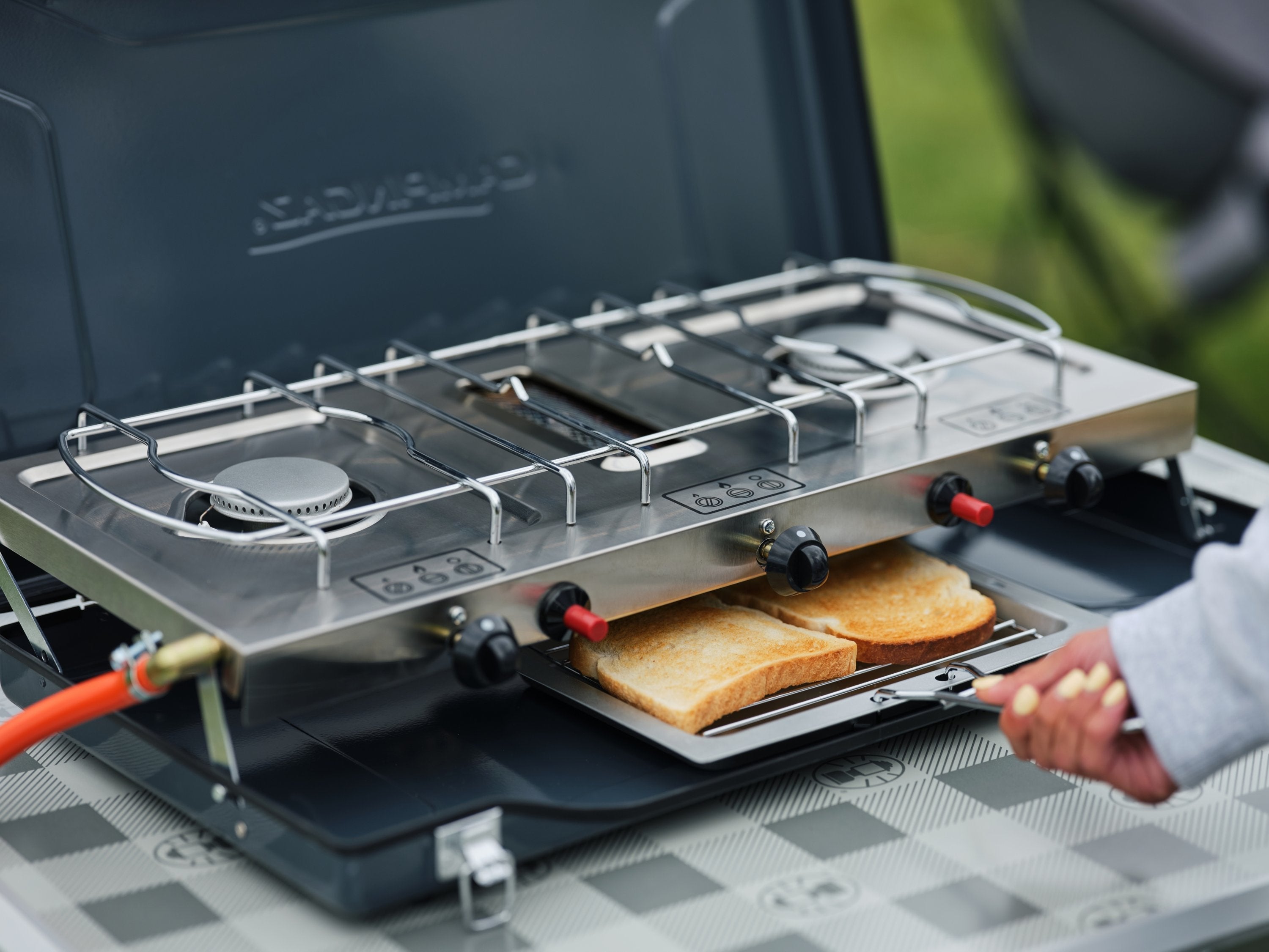 Campingaz Camping Kitchen 2 Grill & Go Cv, Cocina De Gas (Gris/Negro, 2x 2kw, Modelo 2023)