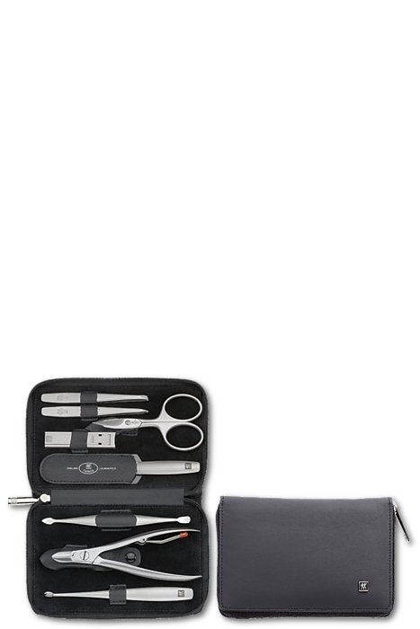 Zwilling Twinox Travel Set - Black Leather Case, 8 Pieces - Black